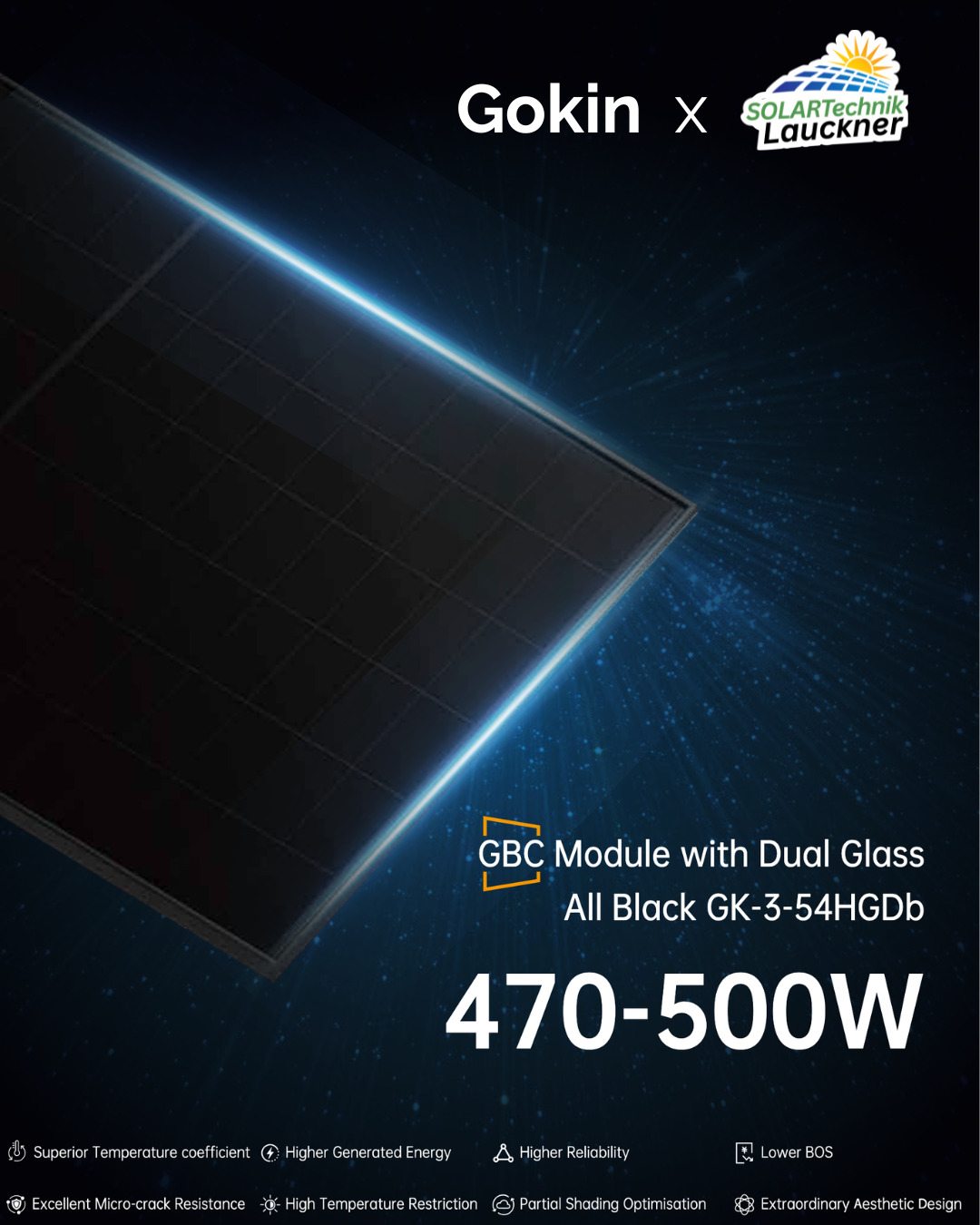 Gokin Solar × Solartechnik Lauckner – Full-Black GBC Modul mit Dual Glass